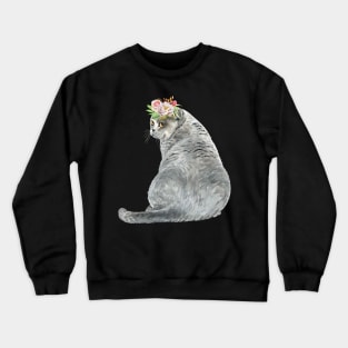 Shy Cat with Flower Crown Crewneck Sweatshirt